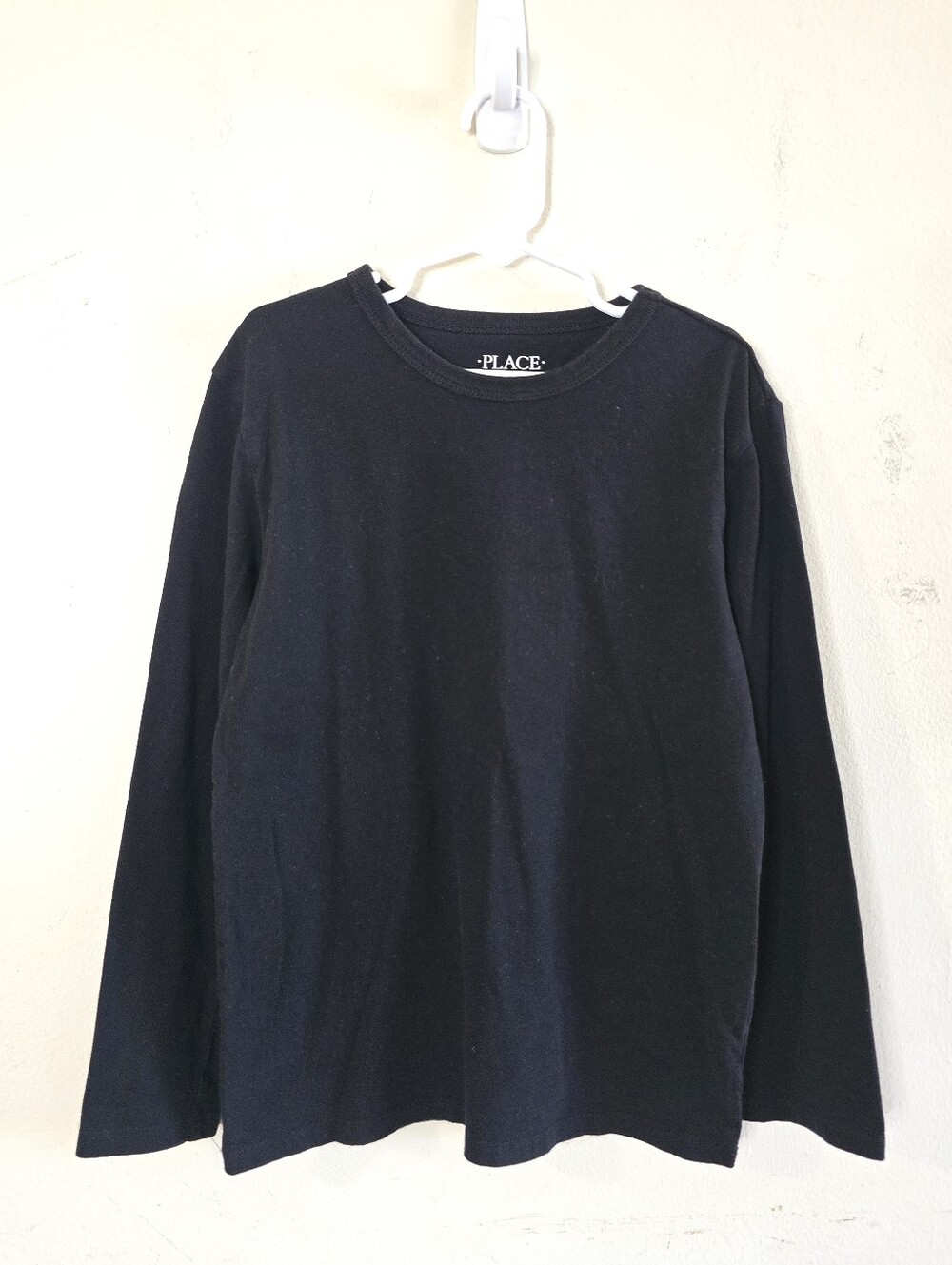 The Children's Place Boys Long Sleeve T-Shirt M 7/8 Black 100% Cotton Basic Tee